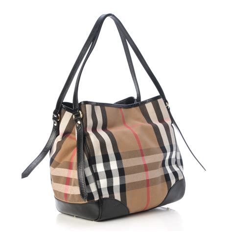 burberry house check small canterbury tote black|canterbury burberry bag.